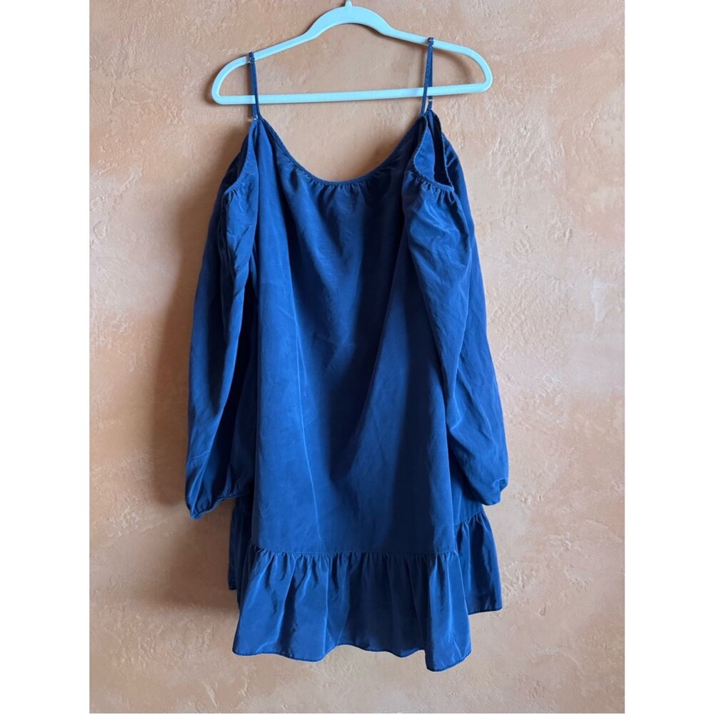 Lilly Pulitzer Blue 100% Silk Cold Shoulder Ruffle Dress XL